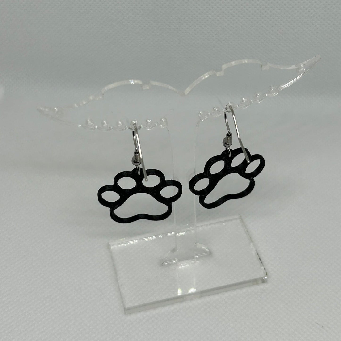 3D Printed 'Paw' Drop Earrings (Black)