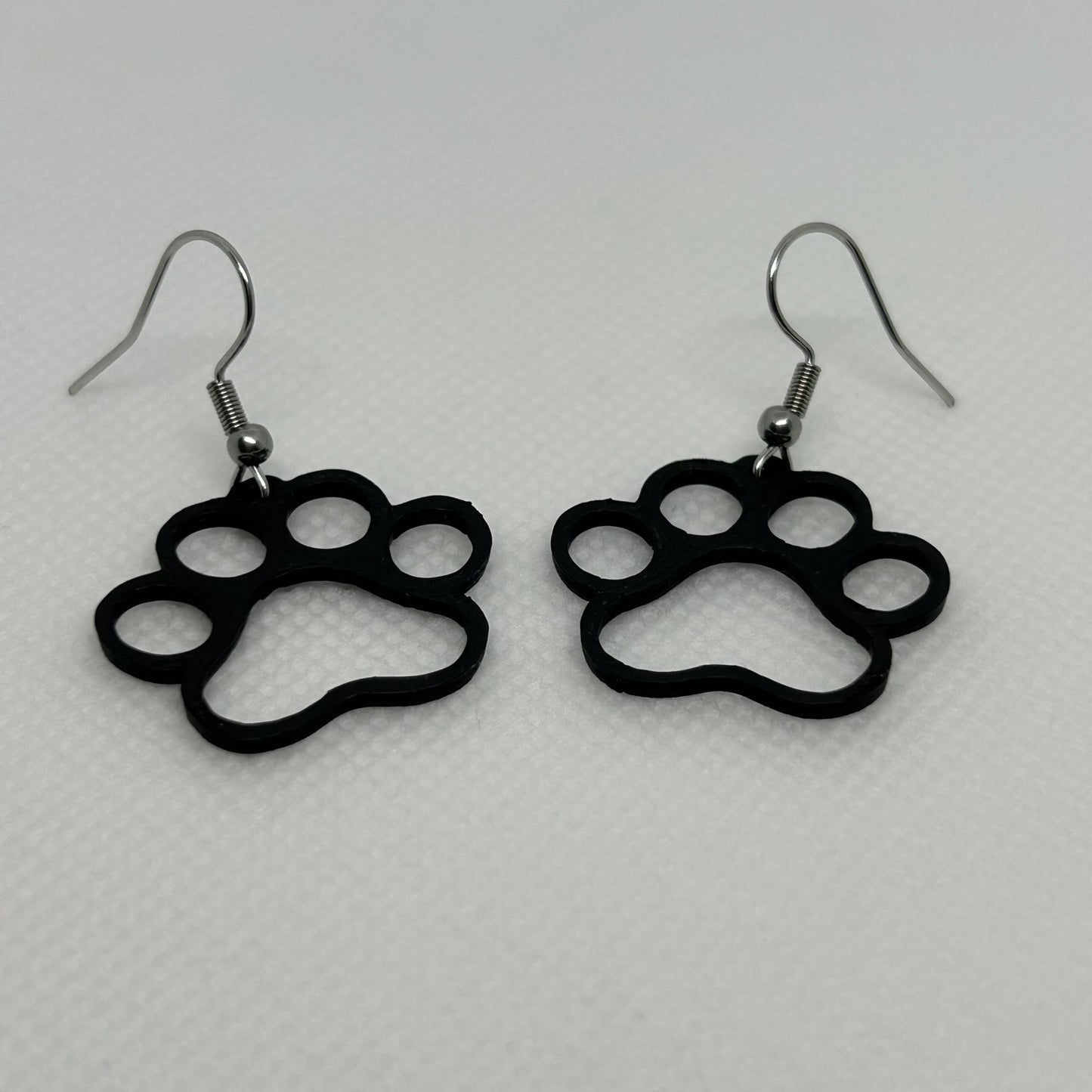 3D Printed 'Paw' Drop Earrings (Black)